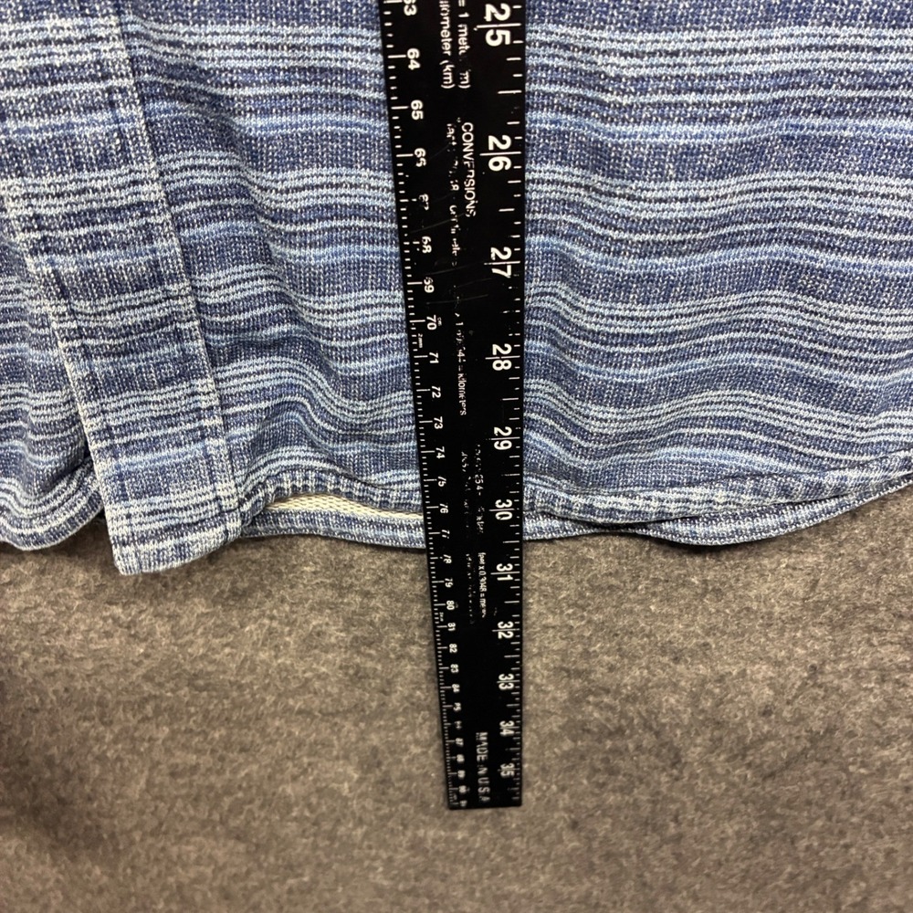 Faherty Mens XL Indigo Dyed Striped Knit Button Down Shirt Blue Long Sleeve - Picture 4 of 7